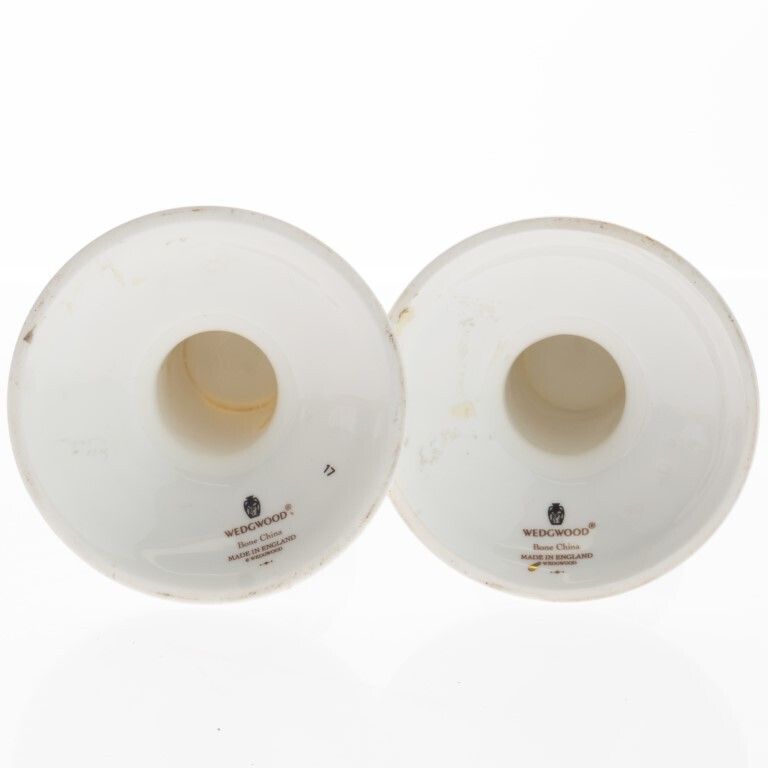 Pair Of Wedgwood Floral Pattern Porcelain Ceramic Candletsicks photo furniture