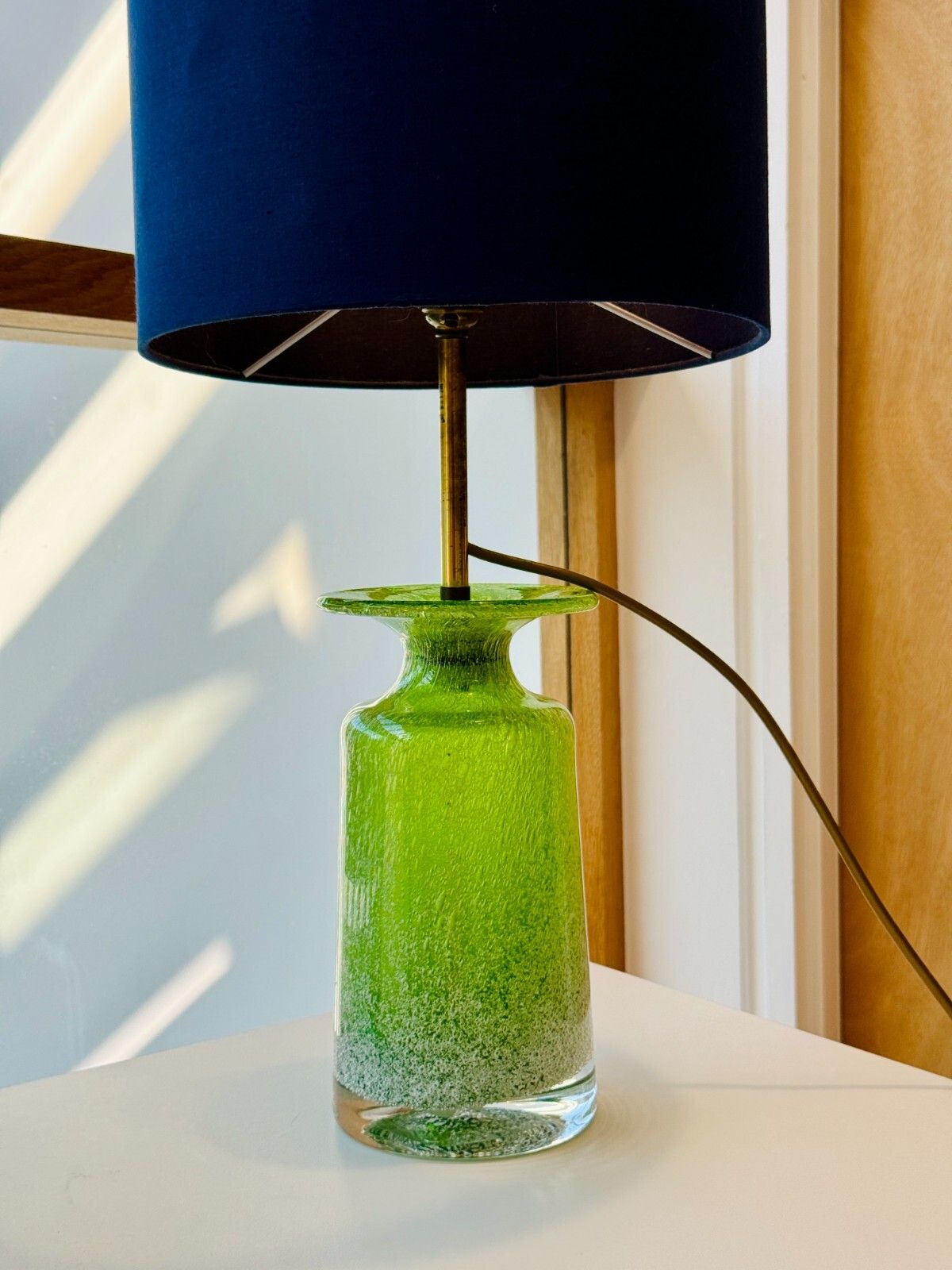 Rare Mcm Cased Glass Bubble Vase Heinrich Löffelhardt Schott Zwiesel Table Lamp photo vintage