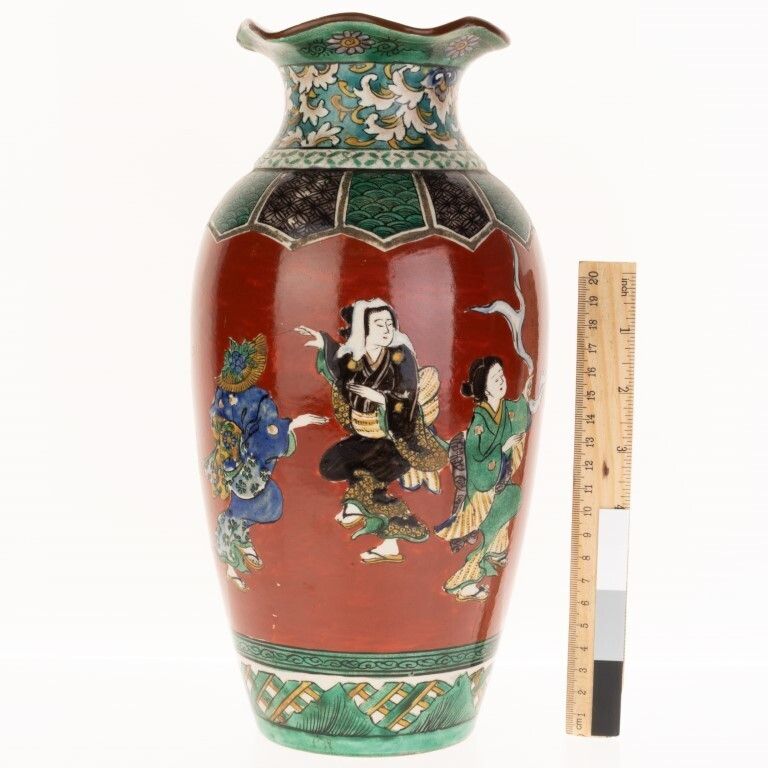 Antique Japanese Hand Painted Figural Vase 19th Century photo Home Decor