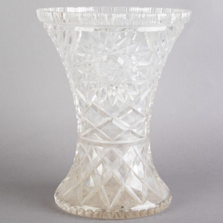 Antique Cut Crystal Glass Baluster Vase