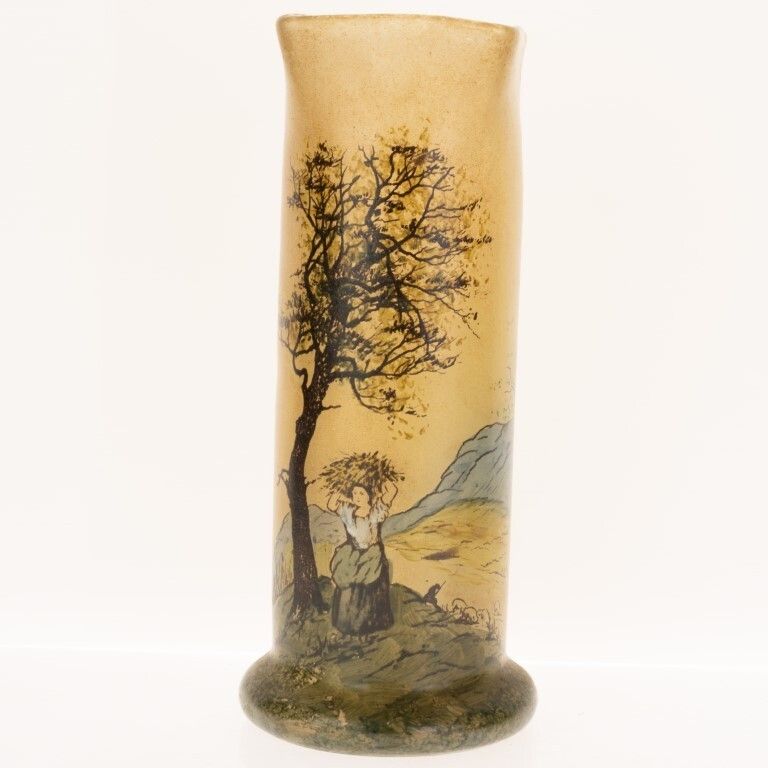 Antique Legras Enamelled Cameo Glass Vase Early 20th Century Daum Style