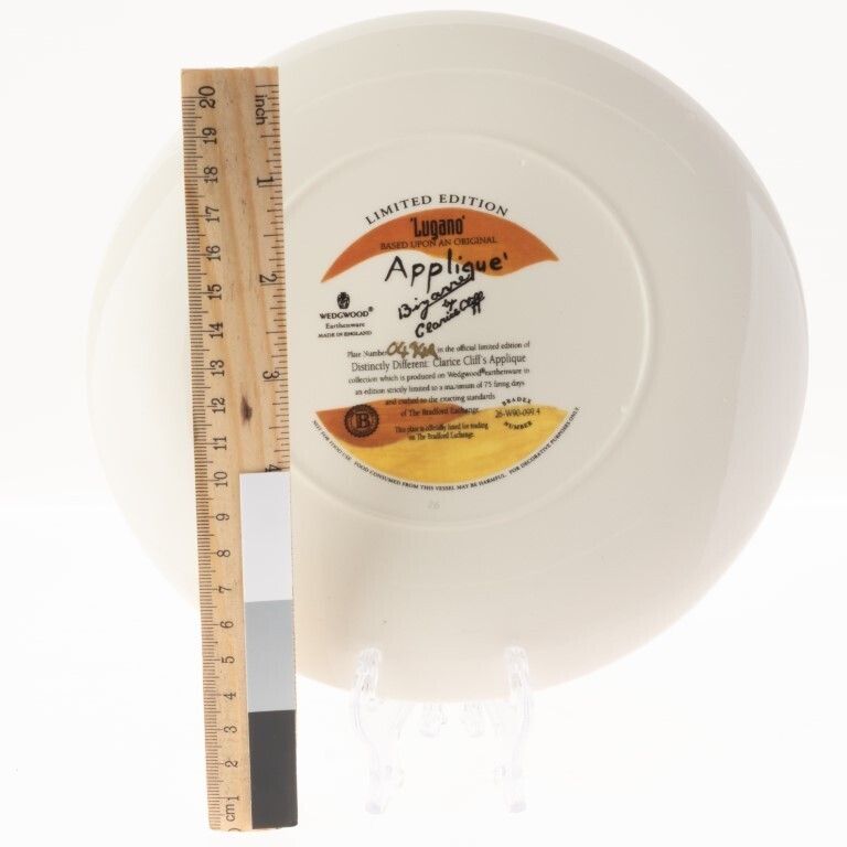 Limited Edition Clarice Cliff Bizarre Series “Lugano” Porcelain Plate By Wedgwood photo for sale