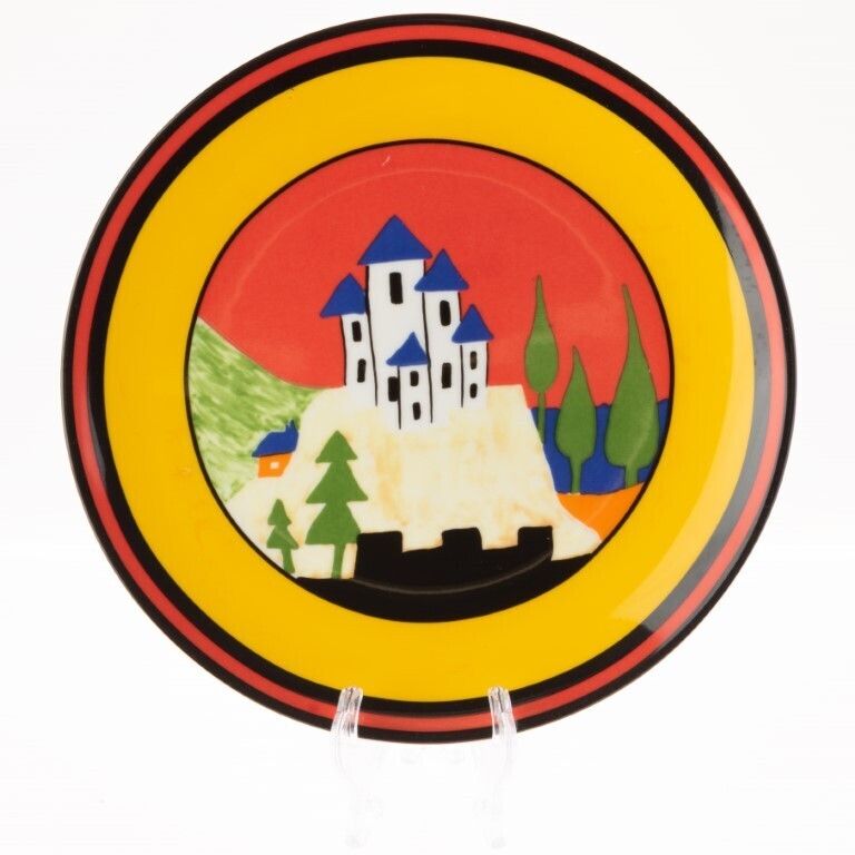Limited Edition Clarice Cliff Bizarre Series “Blue Lucerne” Porcelain Plate By Wedgwood