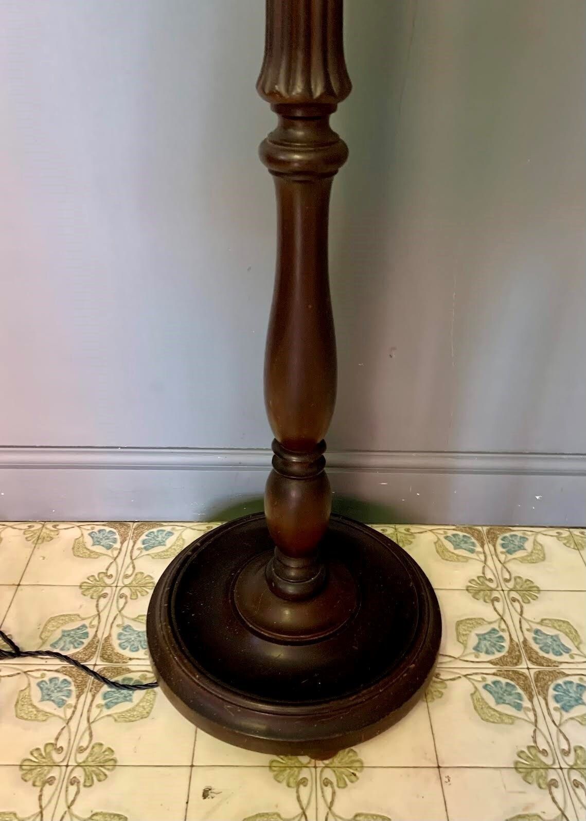 Tall Wooden Standard / Floor Lamp In Dark Finish photo furniture
