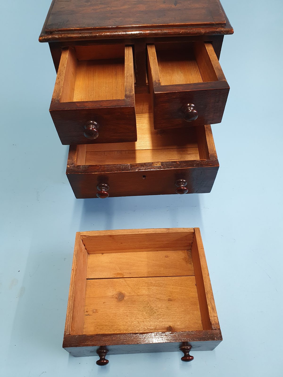 Early 19 Century Miniature Pine Chest Of Drawers photo vintage
