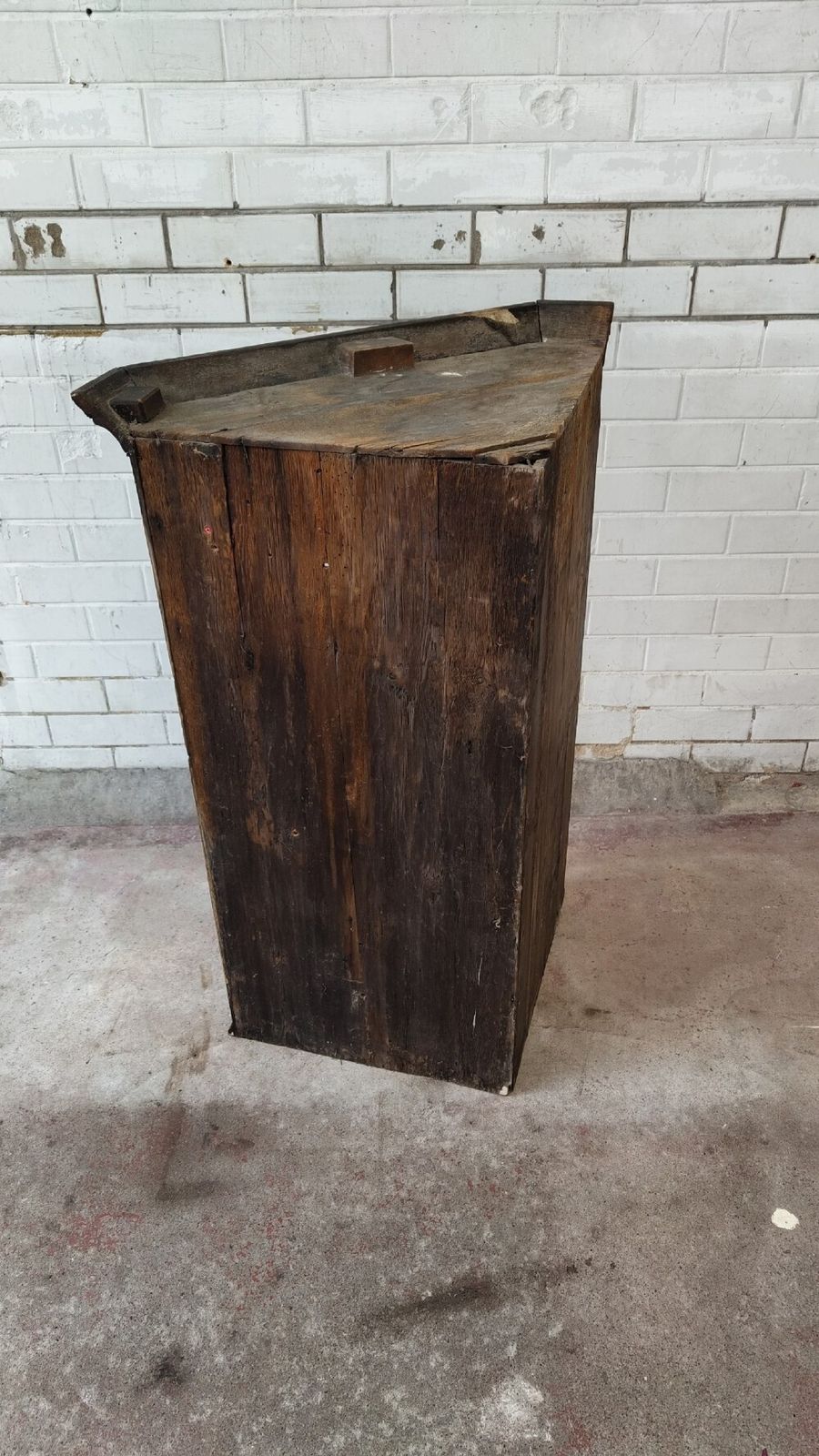 photo for sale Antique Georgian Solid Dark Oak Hand Carved Corner Cupboard