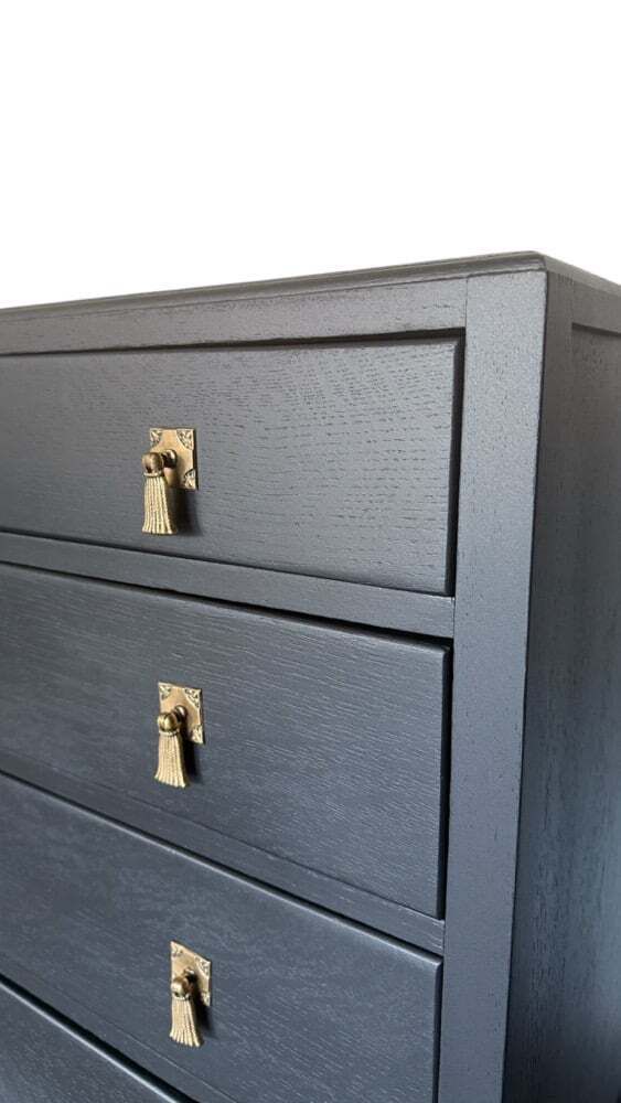 Stunning Black & Gold Oak Chest Of Drawers photo for sale