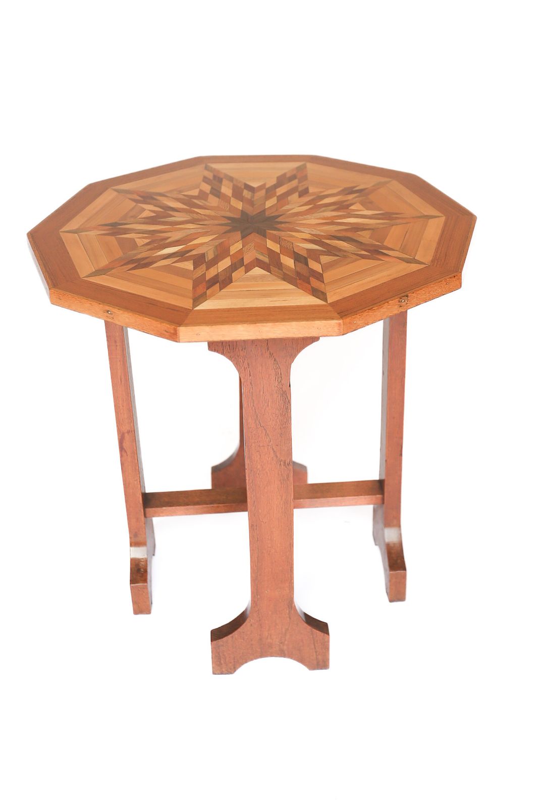 Decagon Shape Specimen Wood  Inlaid Lamp Table By Lebus photo buy