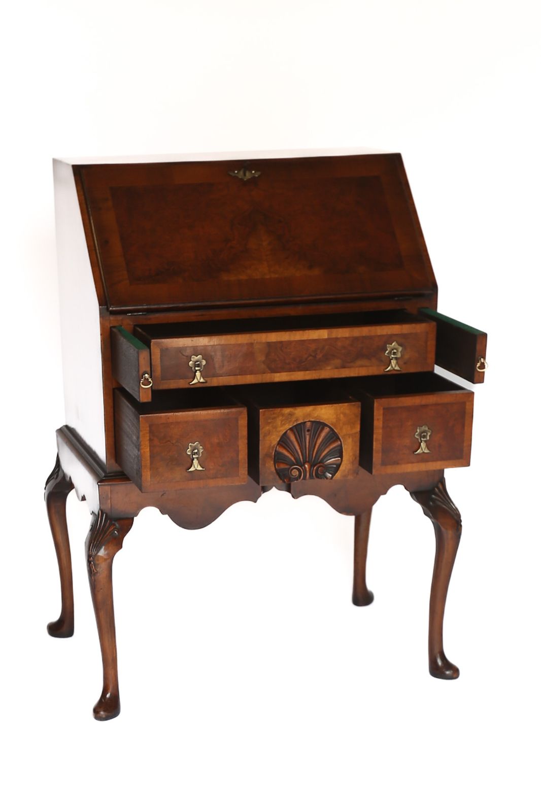 Georgian Style Walnut & Carved Bureau Circa 1930s photo Furniture