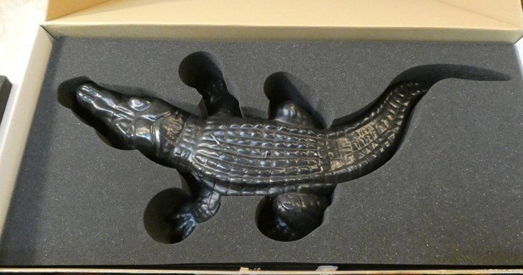 photo vinterior Handmade Black Edition Big Krokodil Candle By Wiedemann 1861, Germany, 1990s