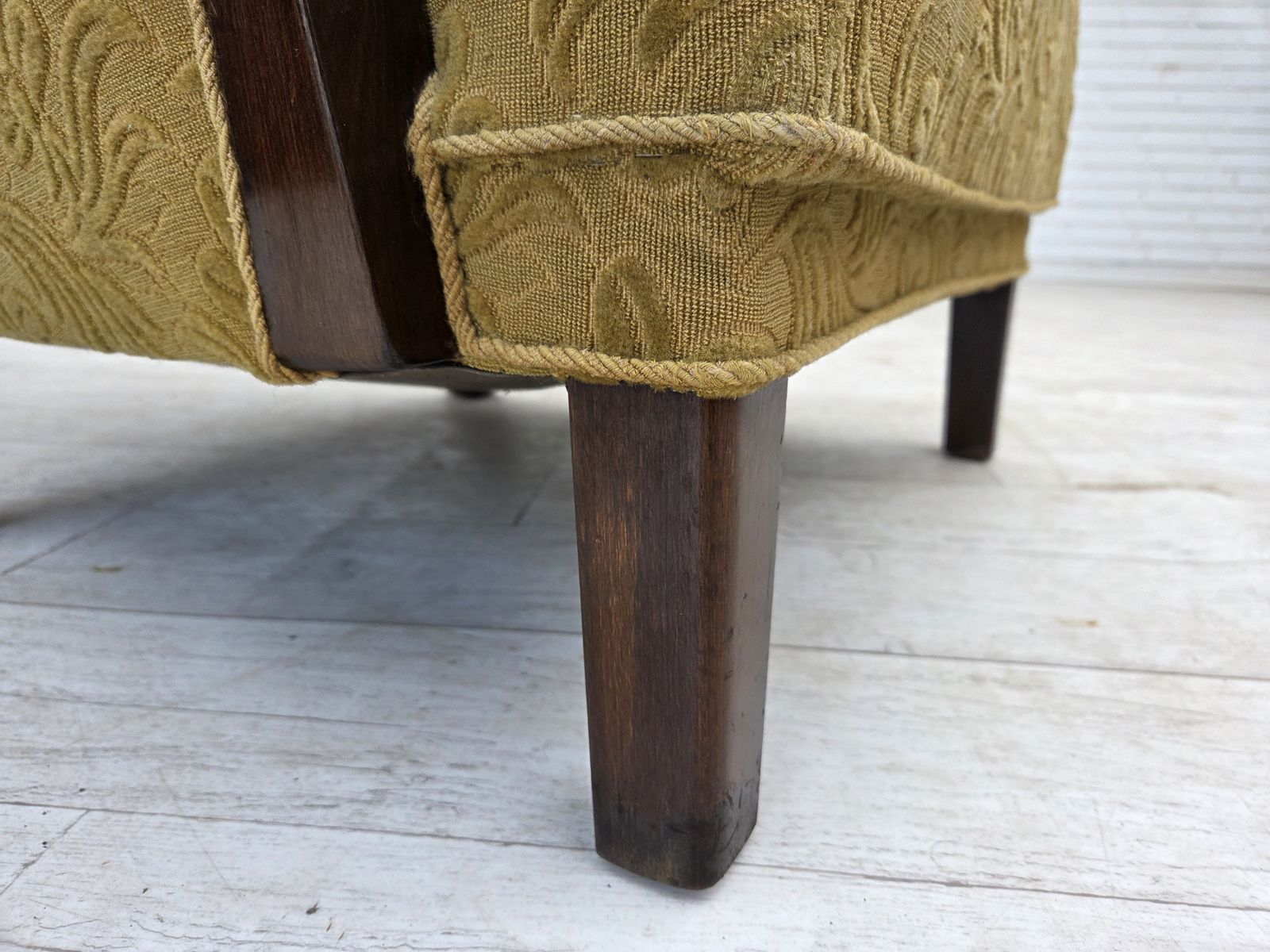 1960s, Danish Design, Armchair, Original Condition, Furniture Fabric, Dark Beech Wood. photo furniture