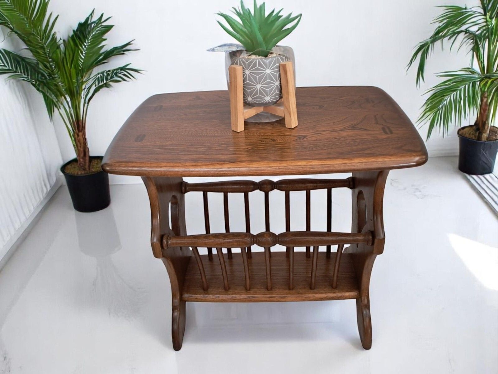 Vintage Ercol Magazine Rack Side Table Solid Elm Chaucer 974 | 1990's Vgc