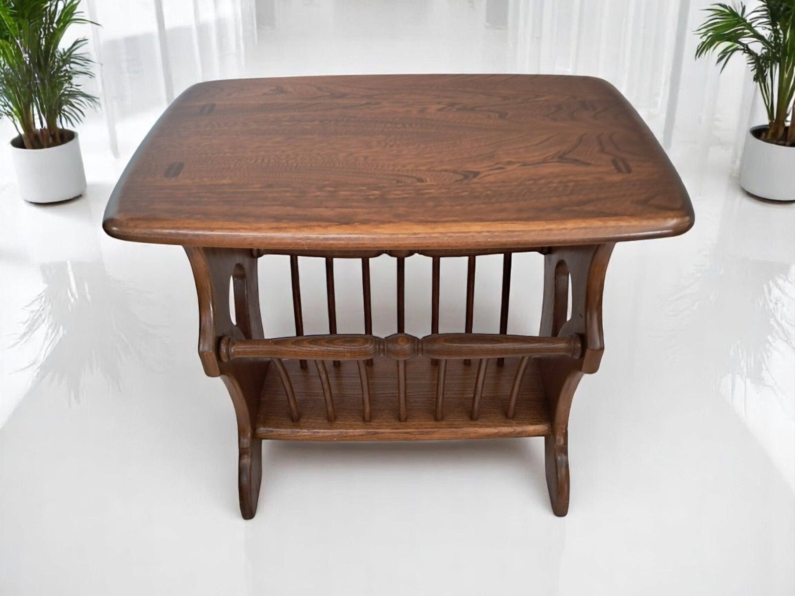 Furniture Vintage Ercol Magazine Rack Side Table Solid Elm Chaucer 974 | 1990's Vgc photo