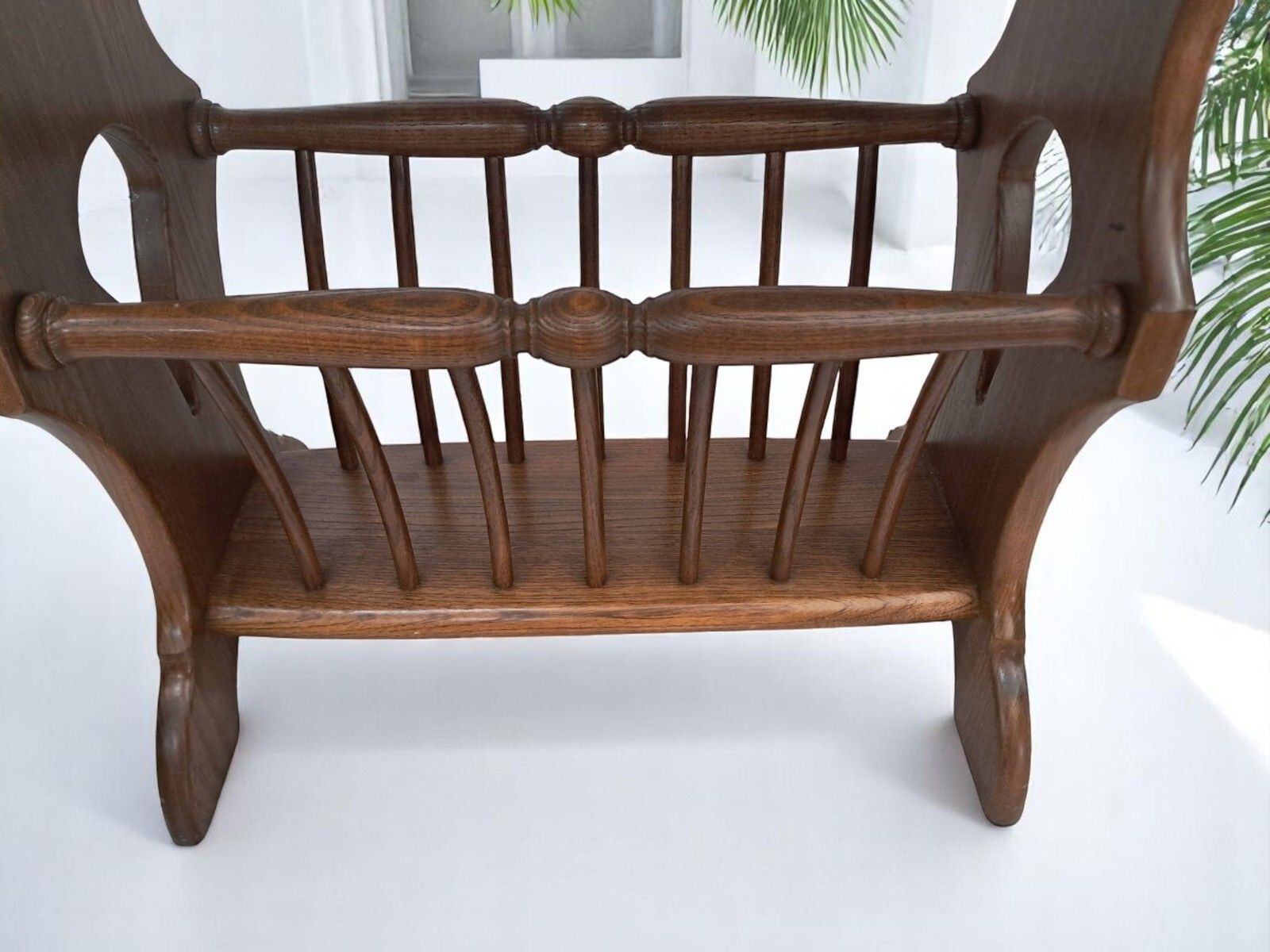 285.0 Vintage Ercol Magazine Rack Side Table Solid Elm Chaucer 974 | 1990's Vgc photo