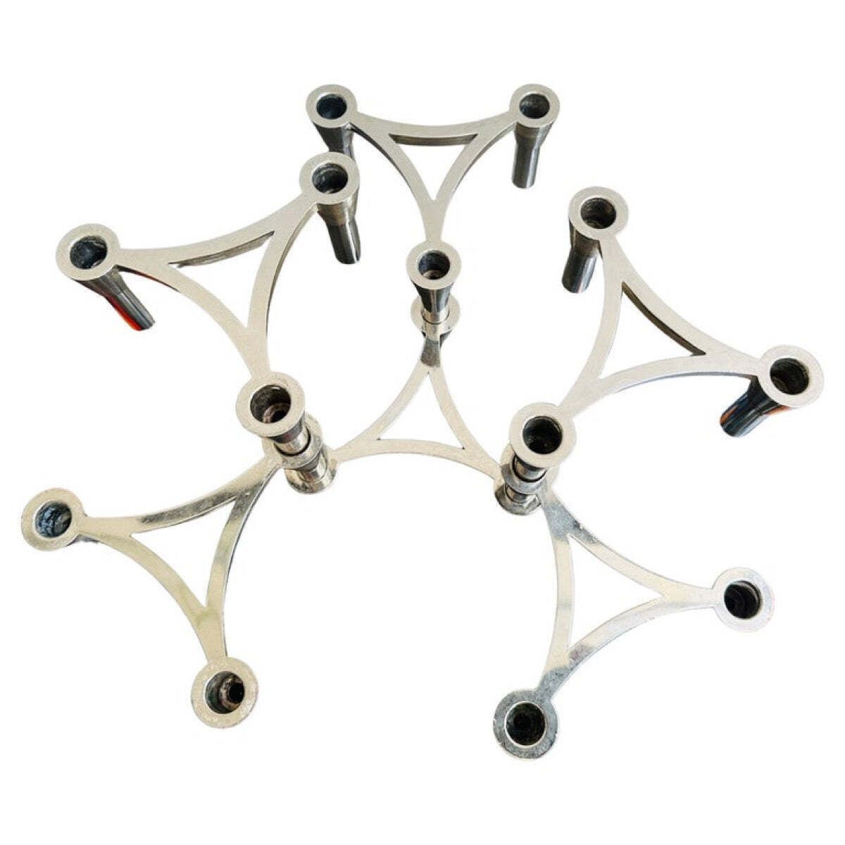 Set Of Six German 1960s 3plus Sinodin Silver Plated Interlocking Candle Holders