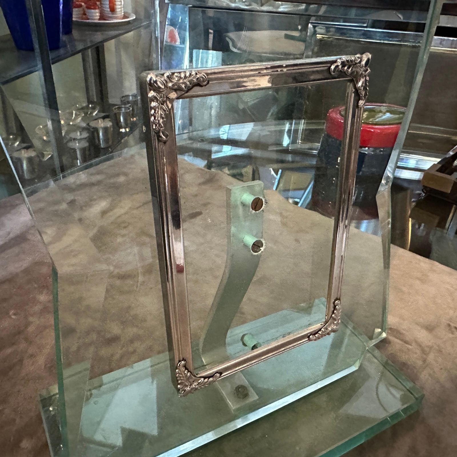 1950s Fontana Arte Style Mid Century Modern Verde Nilo Glass Picture Frame photo vinterior
