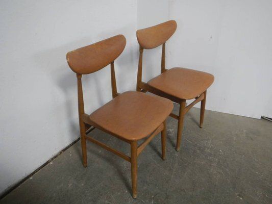 Set Of Chairs In Beech And Imitation Leather, 1950 photo Furniture