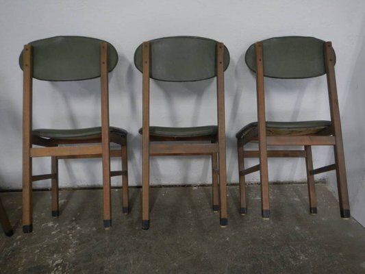 Beech And Imitation Leather Chairs, 1950, Set Of 6 photo for sale