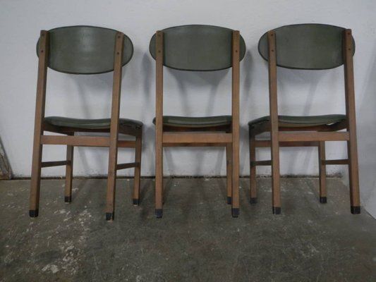 Beech And Imitation Leather Chairs, 1950, Set Of 6 photo buy
