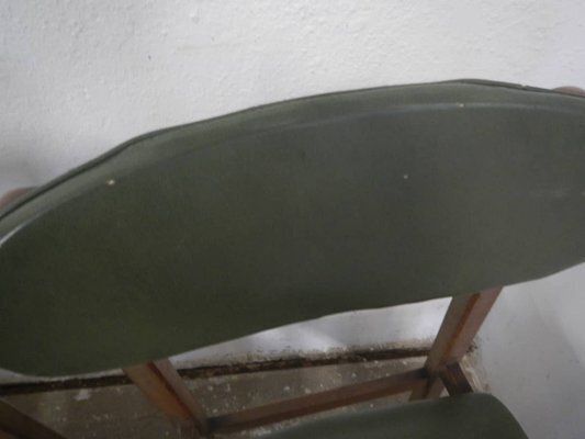 photo for sale Beech And Imitation Leather Chairs, 1950, Set Of 6