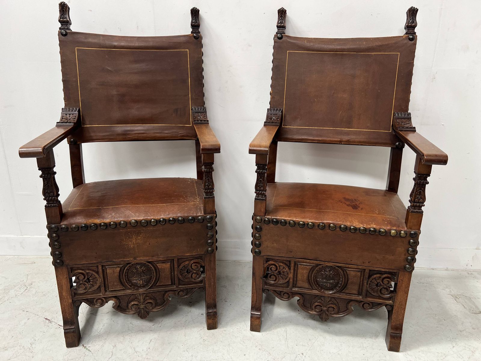 Pair Of Renaissance Style Armchairs In Walnut, 20th Century photo furniture