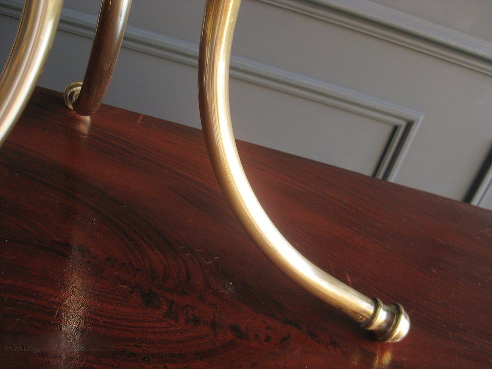 Revolving Oak And Brass Magazine Rack photo for sale