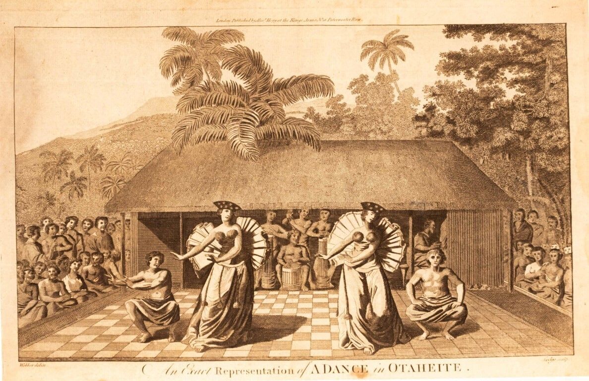 Representation Of A Dance In Otaheite Antique 18th Century Engraving