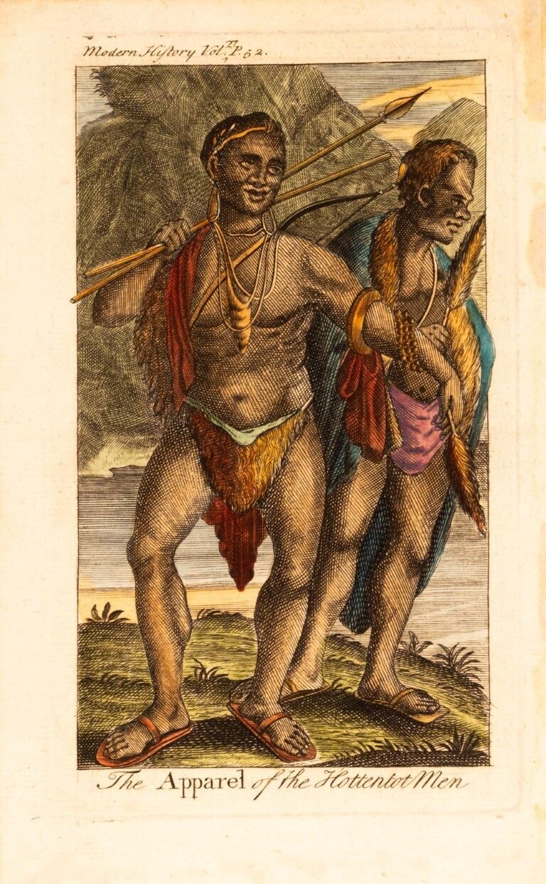 The Apparel Of Hottentot Men Antique Engraving 18th Century