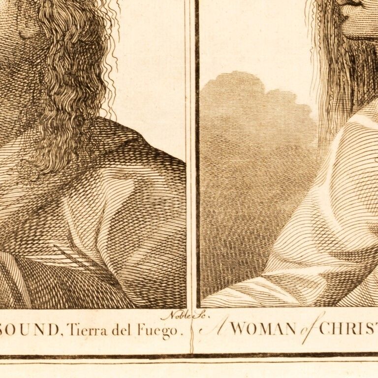 A Man Of Christmas Sound, Tierra Del Fuego Antique 18th Century Engraving photo furniture