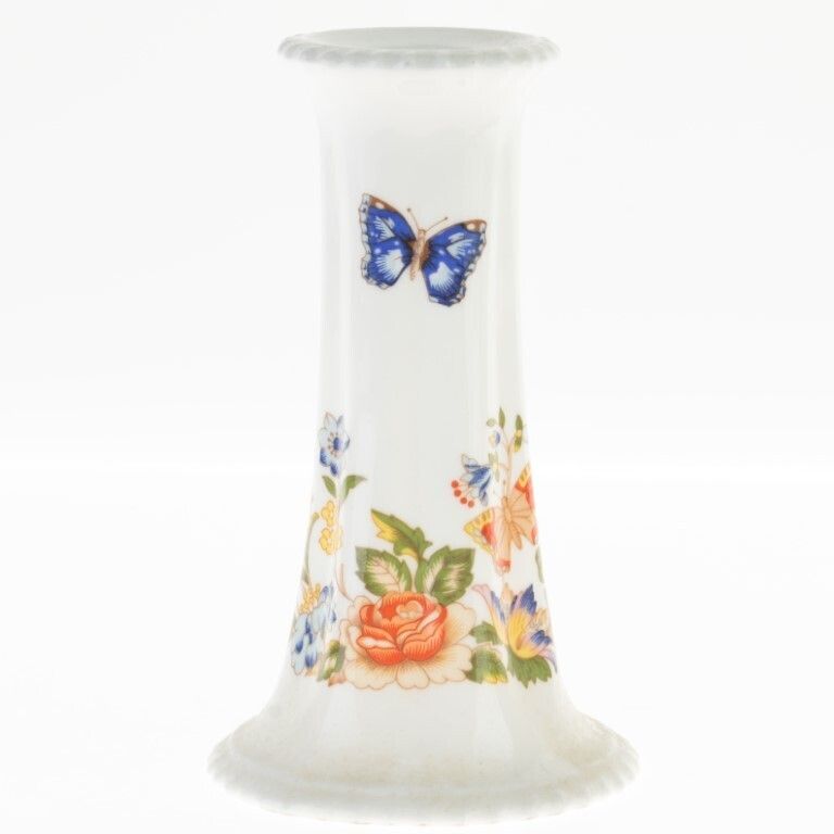 Aynsley Porcelain Ceramic Floral Butterflies Candle Holder