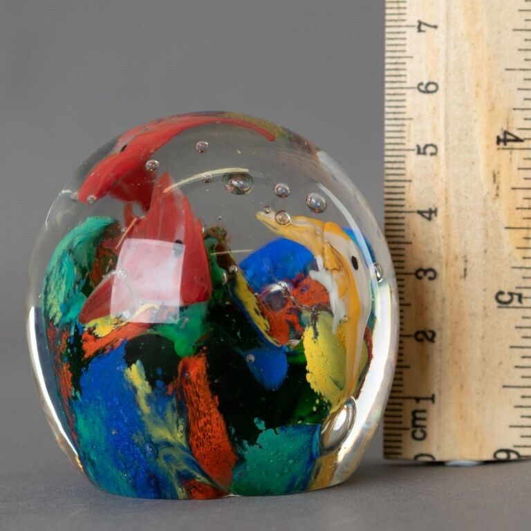 Mid Century Murano Venetian Hand Blown Glass Fish Aquarium Paperweight photo for sale