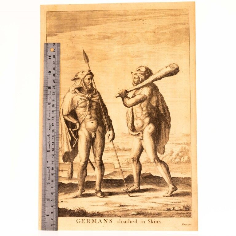 Germans Cloathed In Skins Antique 17th Century Engraving photo for sale
