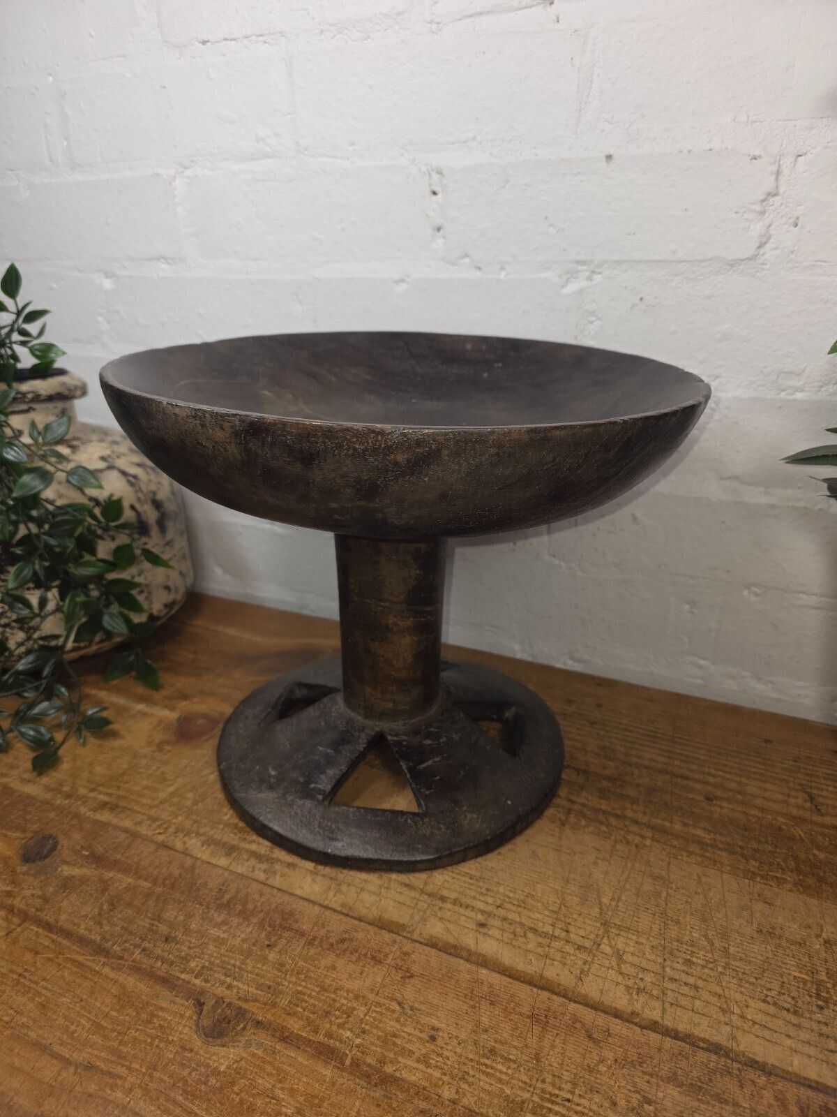 Vintage Hand Made Wabi Sabi Indian Tribal Nagaland Nage Dish Plate Fruit Bowl photo vinterior
