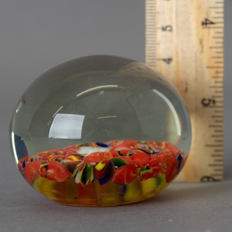 Murano Venetian Hand Blown Millefiori Glass Paperweight photo for sale