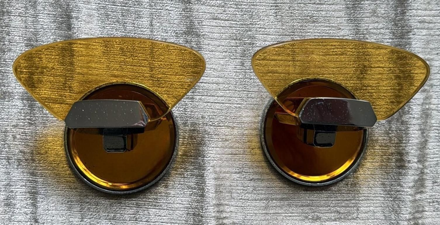 Veca For Fontana Arte Pair Of Italian Wall Hooks In Steel And Crystal photo vinterior