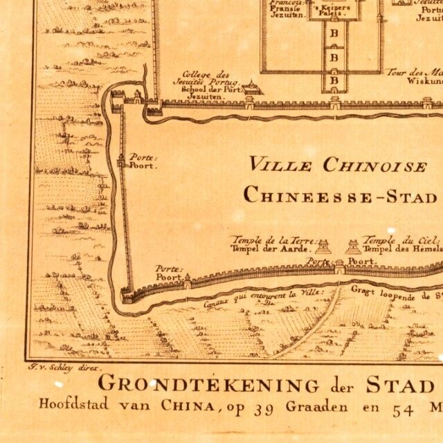 Antique 18th Century Engraving Map Dividing The Tartar City And The Chinese City, By Jacques Nicolas Bellin Ca. 1748 photo furniture