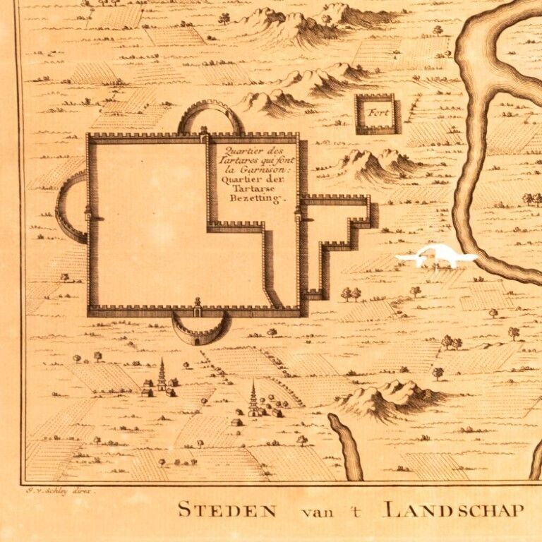Antique 18th Century Engraving Map Depicting Cities In The Shaanxi Province Of China, By Jakob Van Schley, Ca. 1749 photo furniture