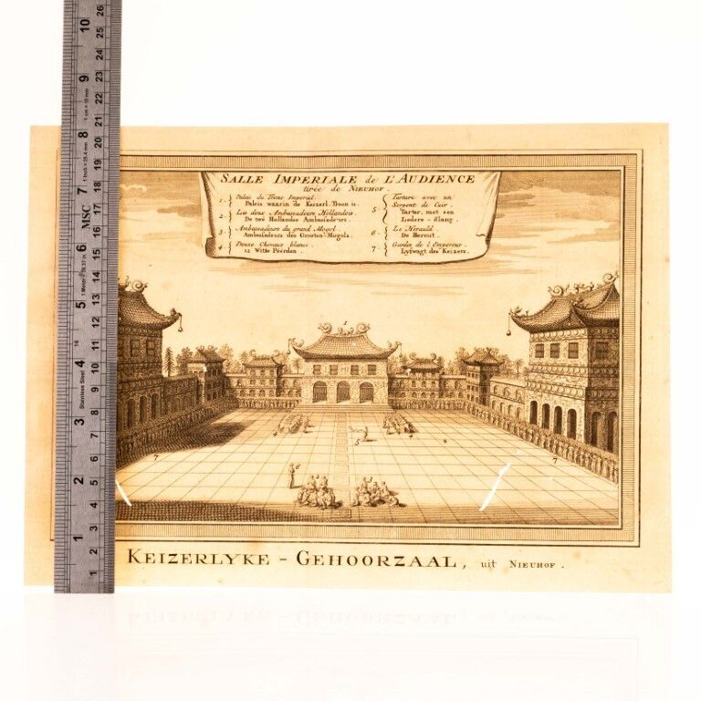 Antique 18th Century Engraving Depicting The Courtyard Of The Forbidden City In Beijing By J. Van Schley photo for sale