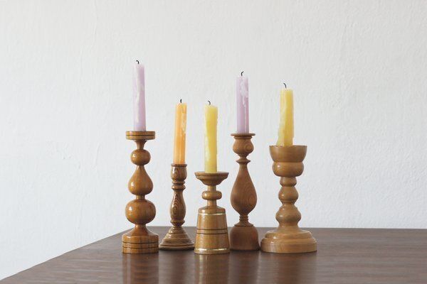 Scandinavian Wooden Candleholders, Set Of 5 photo furniture