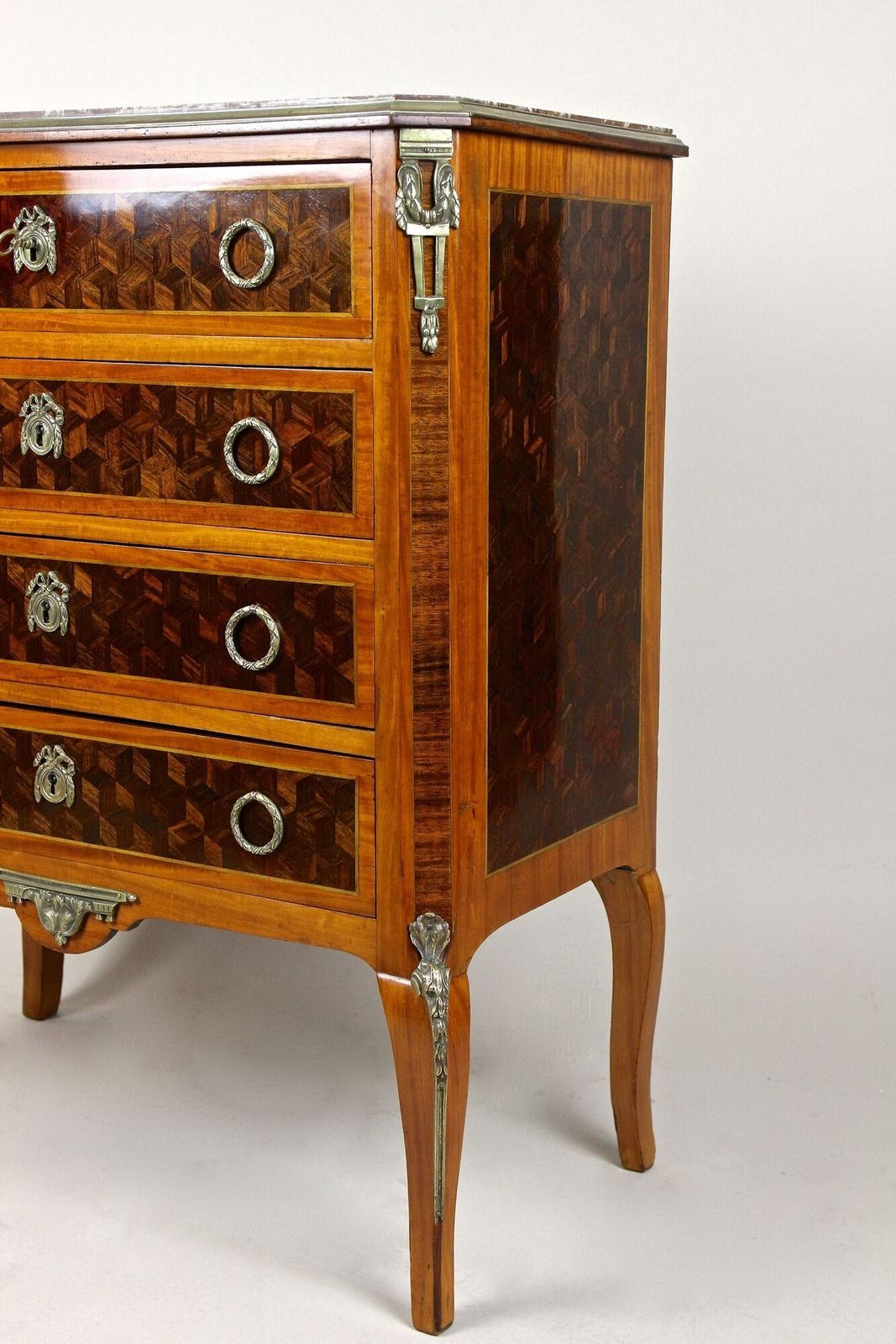 photo vinterior 19th Century Marquetry Chest Of Drawers, Transitional Style, France Ca. 1870