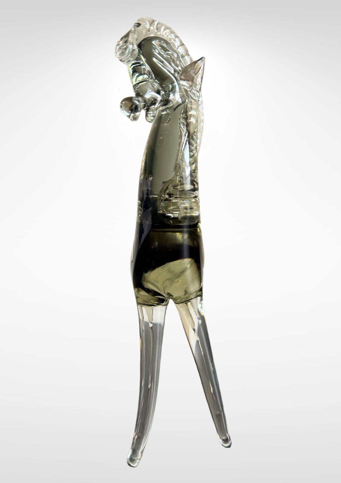 Mid Century Murano Glass Horse By Seguso With Silver Foil Label photo buy