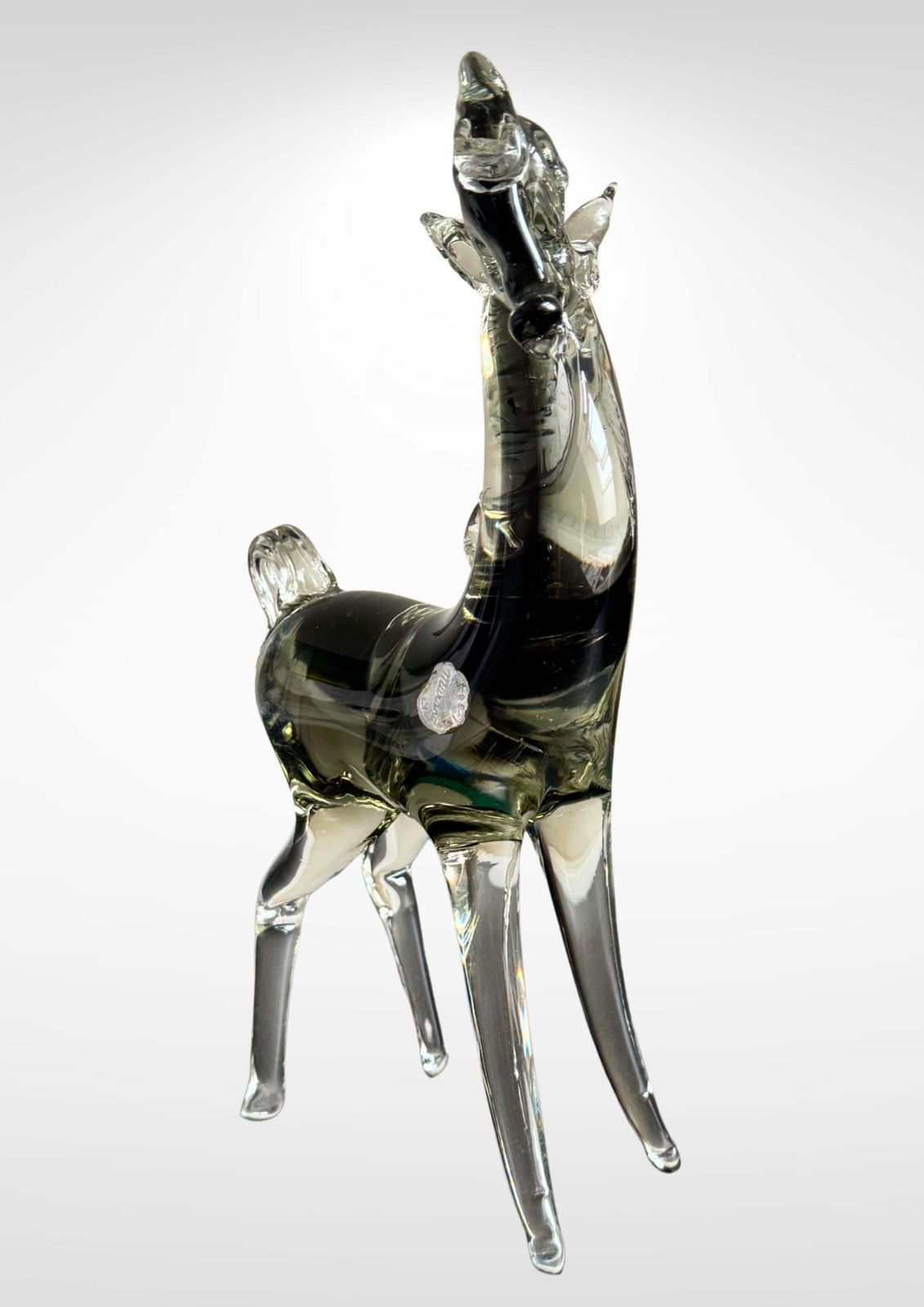 photo for sale Mid Century Murano Glass Horse By Seguso With Silver Foil Label