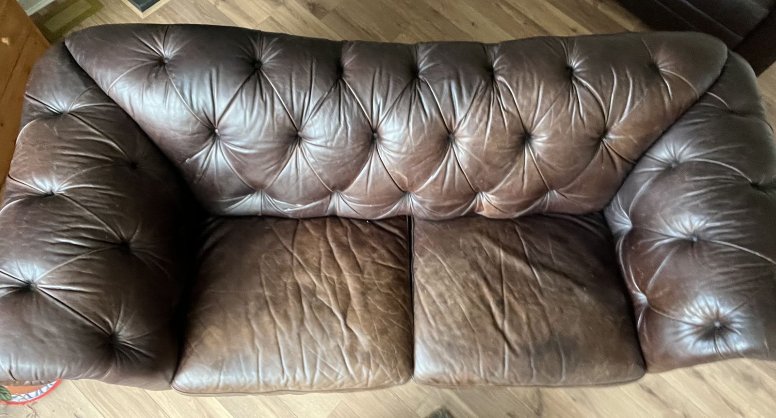 photo furniture Natuzzi ‘Chesterfield’ Brown Leather Three Seater Sofa