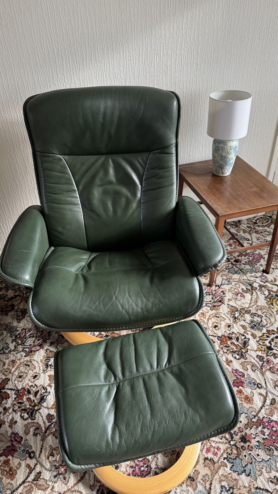 Green Stressless Consul Medium Recliner Leather Armchair