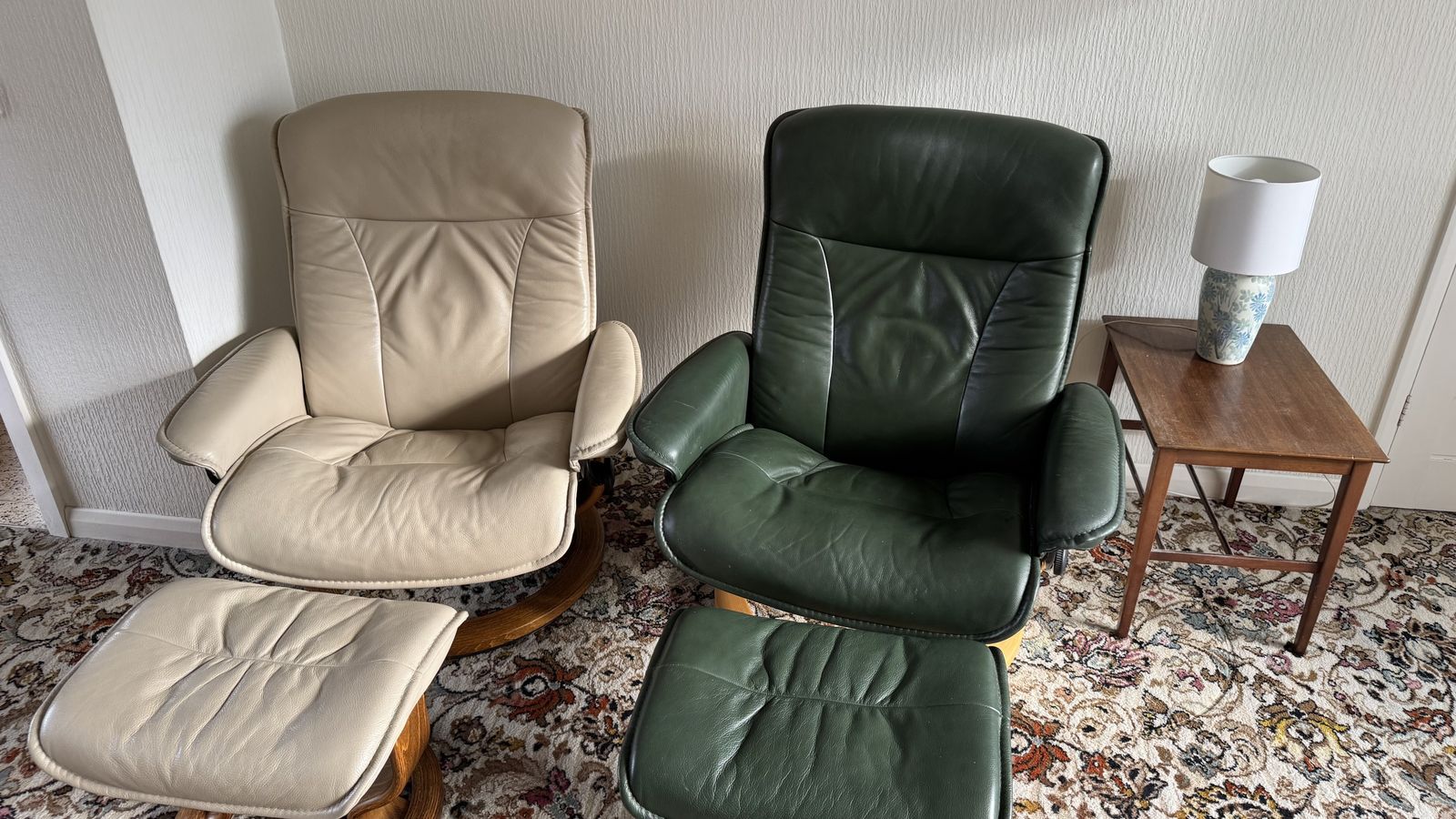 Green Stressless Consul Medium Recliner Leather Armchair photo furniture