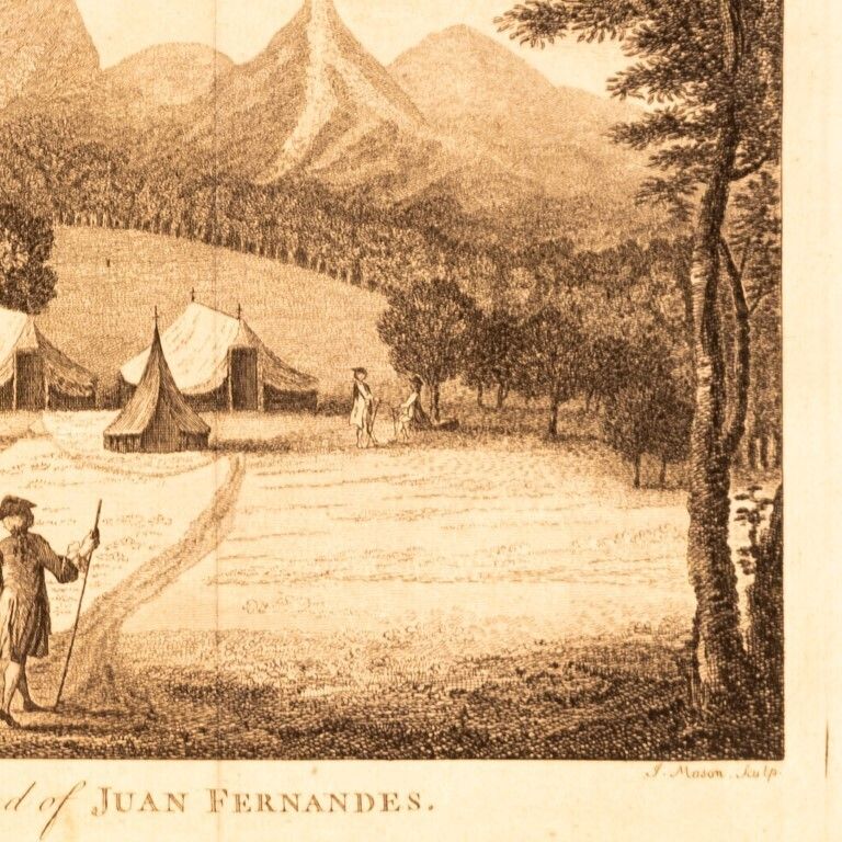 Antique 18th Century Engraving Titled “A View Of The Commodore’s Tent At The Island Of Juan Fernandes” photo furniture