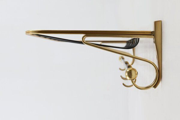 Mid Century Modern Coat Rack In Gold And Black Aluminium, 1960s photo Furniture