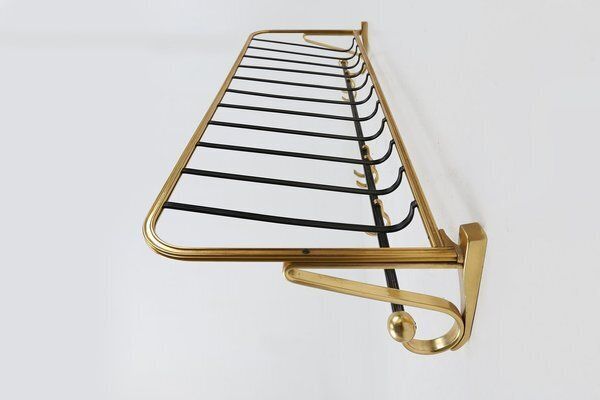 Mid Century Modern Coat Rack In Gold And Black Aluminium, 1960s photo vinterior