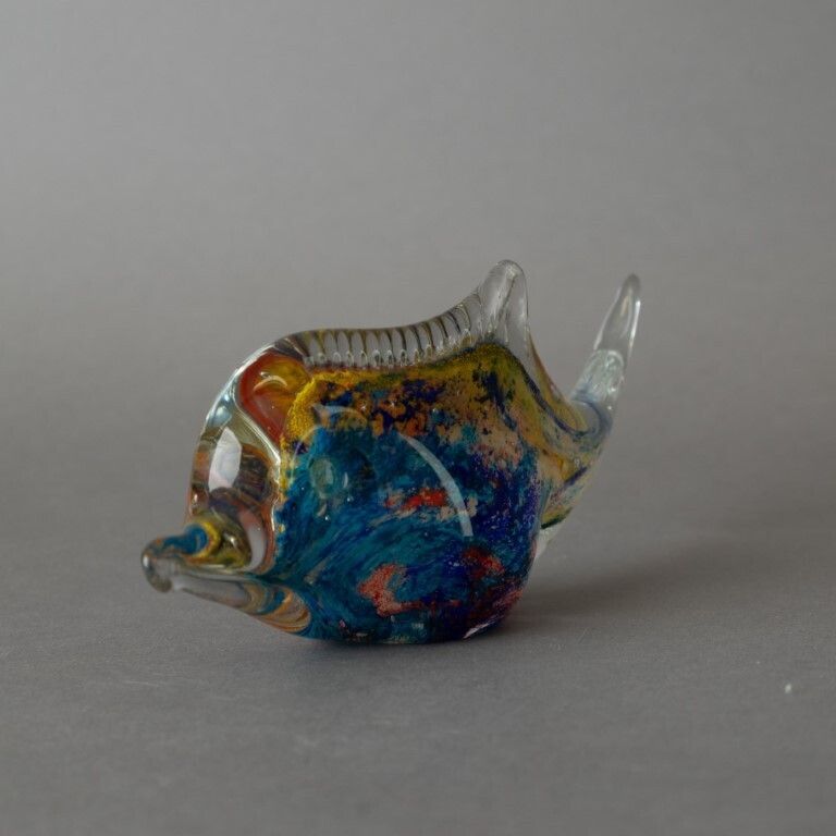 Mid Century Murano Venetian Hand Blown Glass Dolphin Paperweight Figure photo furniture
