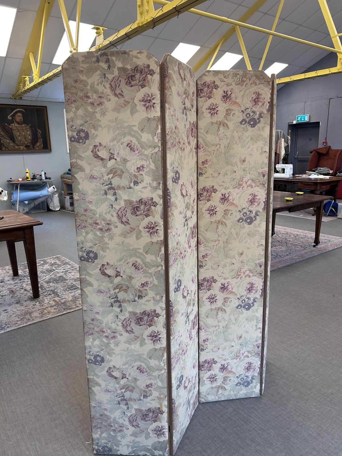 Upholstered 4 Panelled Room Divider Finished In Bennison Fabric photo furniture